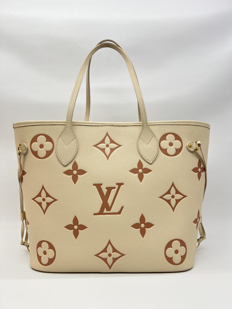 Louis Vuitton Neverfull MM Monogram Empreinte Creme Rose Trianon GHW
