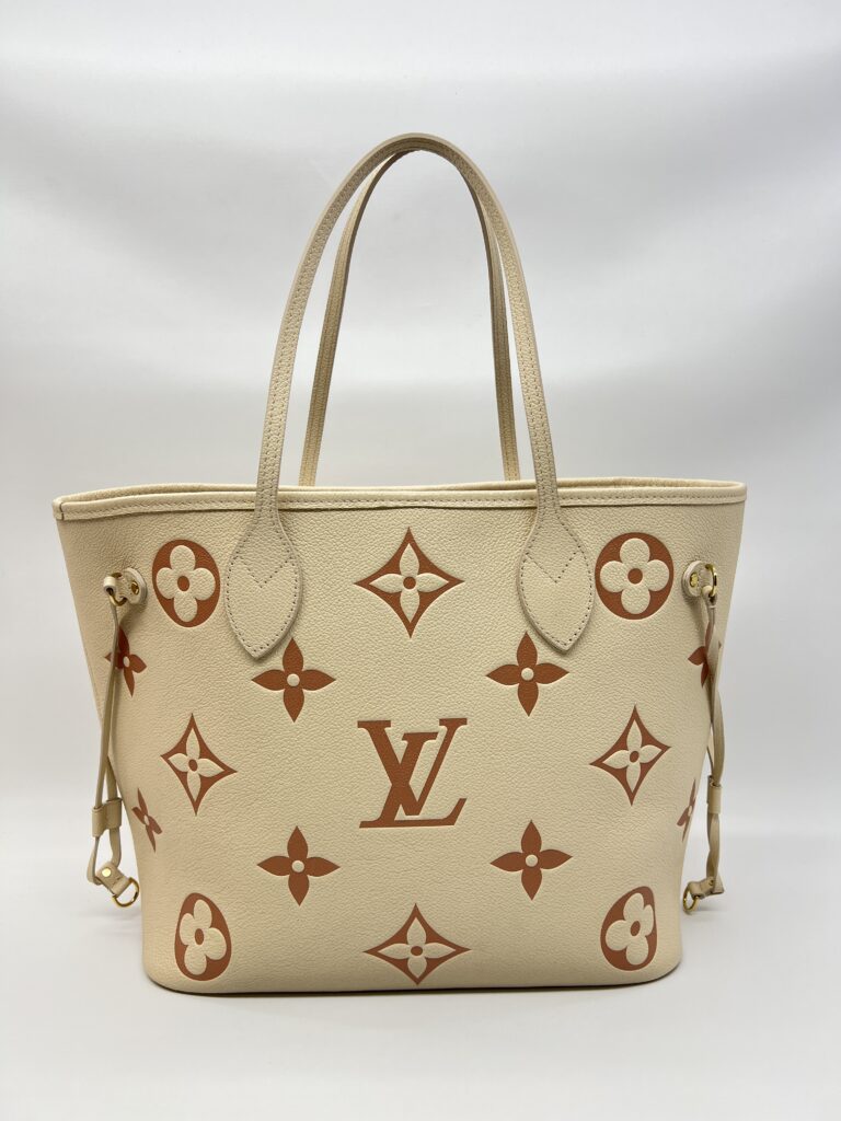 Louis Vuitton Neverfull MM Monogram Empreinte Creme Rose Trianon GHW