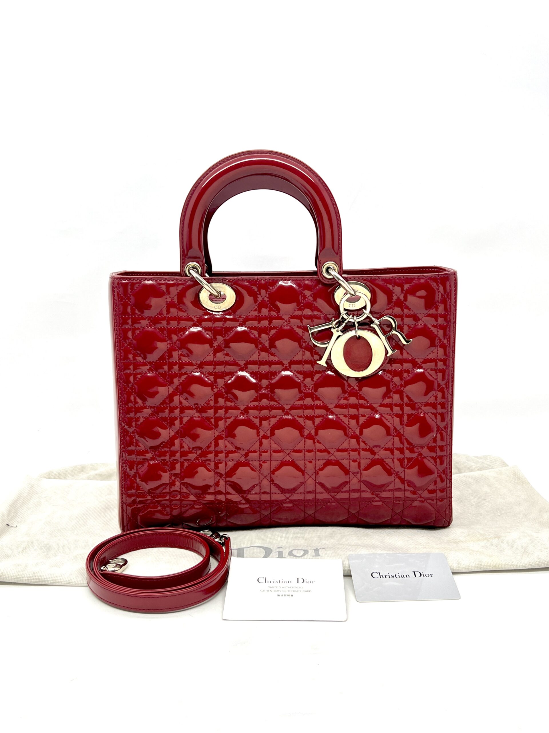 Dior Lady Dior Large Vernis Red GHW