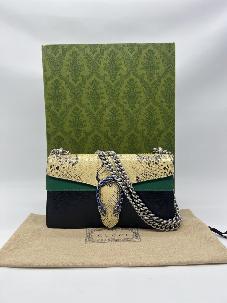 Gucci Dionysus Embossed Snake Skin/Black/Green SHW