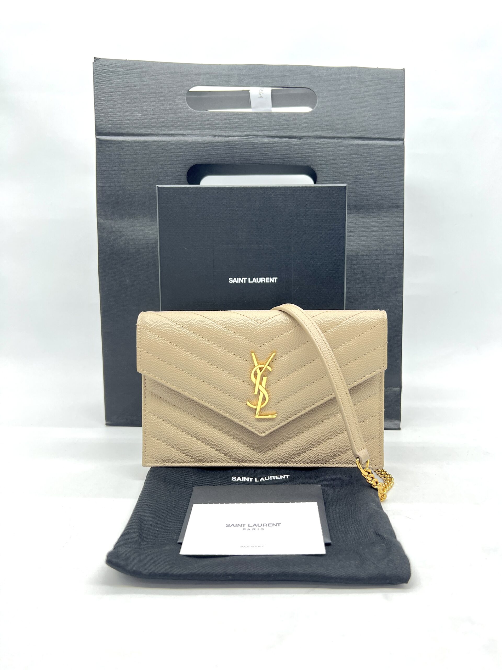 Saint Laurent WOC 19 Grained Beige GHW