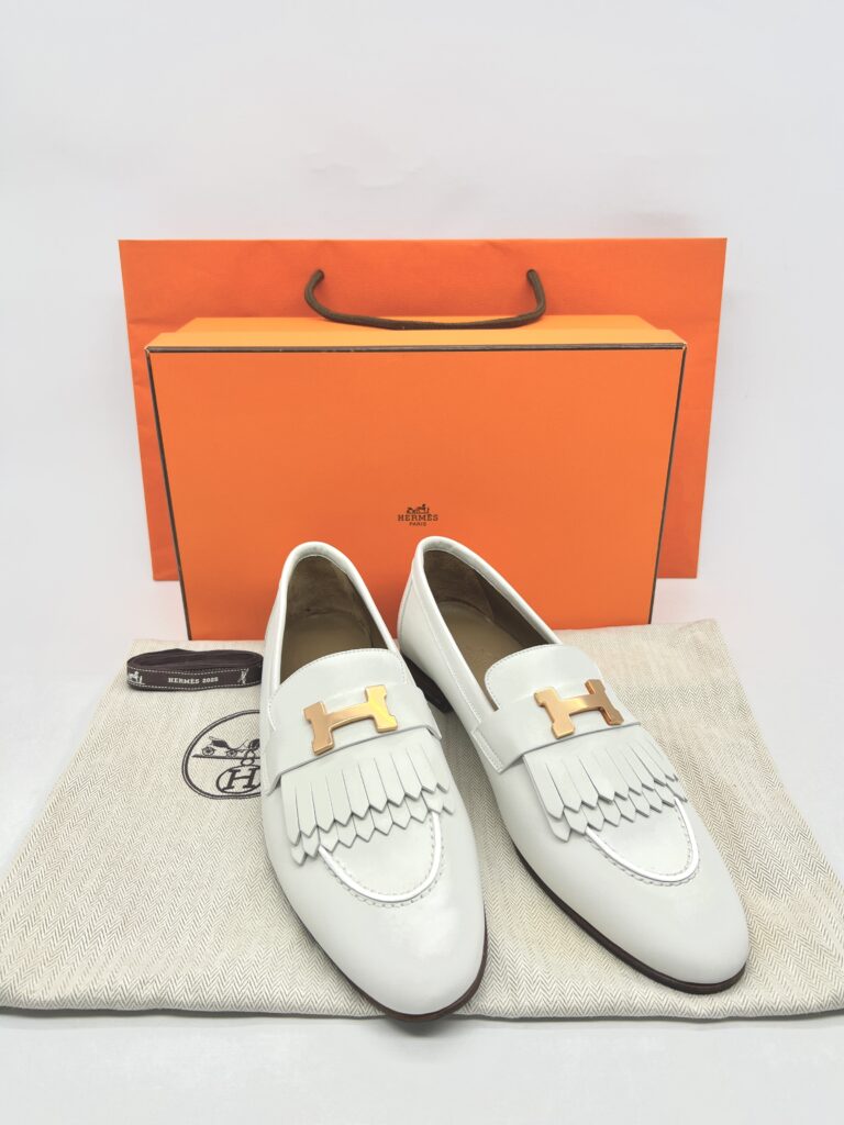 Hermes Royal Loafer White Fringe RGHW