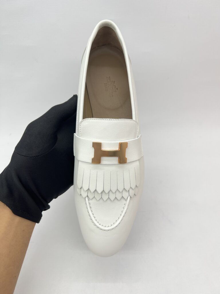 Hermes Royal Loafer White Fringe RGHW