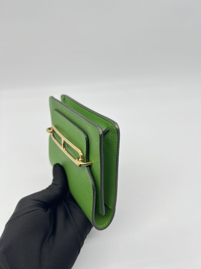 Hermes Roulis Slim Compact Evercolor Vert GHW
