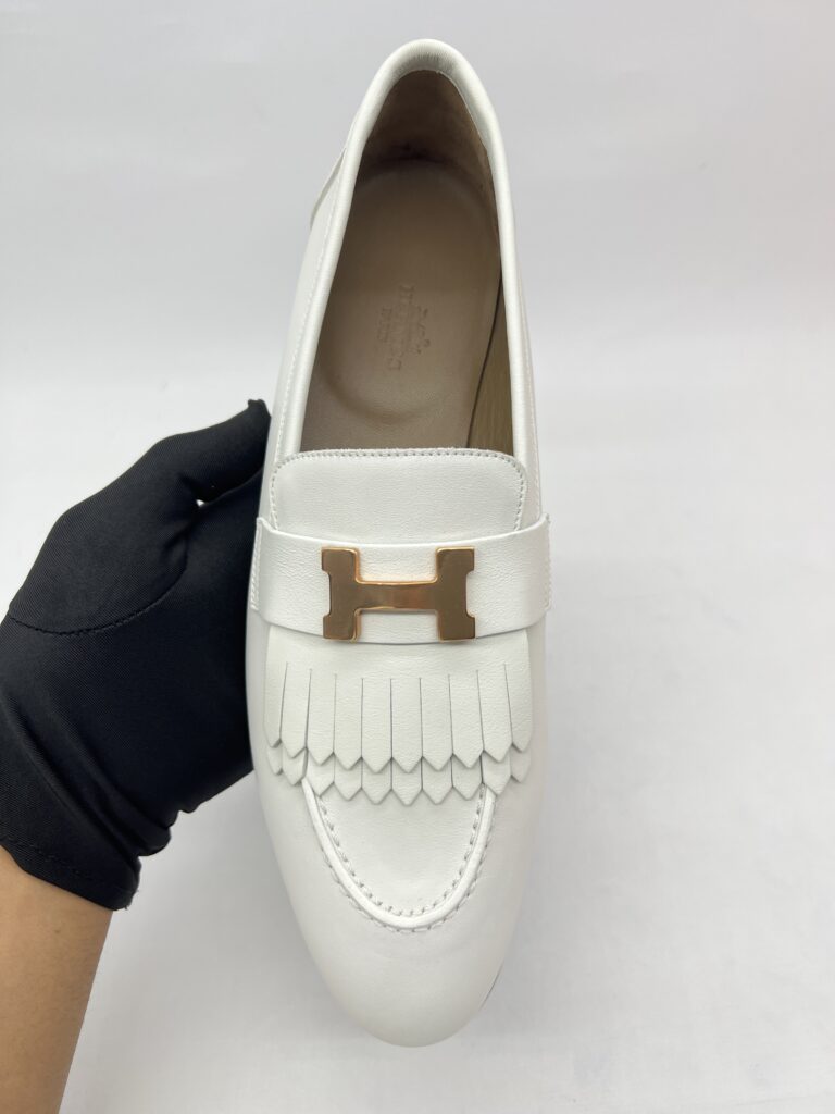 Hermes Royal Loafer White Fringe RGHW