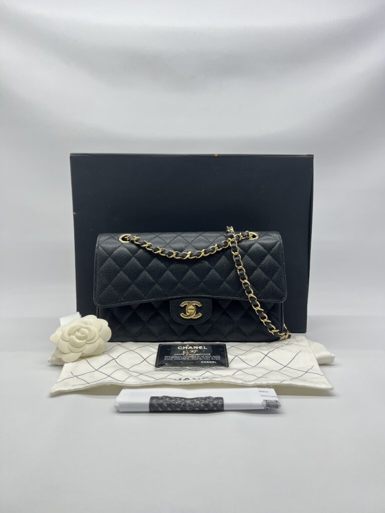 Chanel Medium Classic D Flap Caviar Black GHW