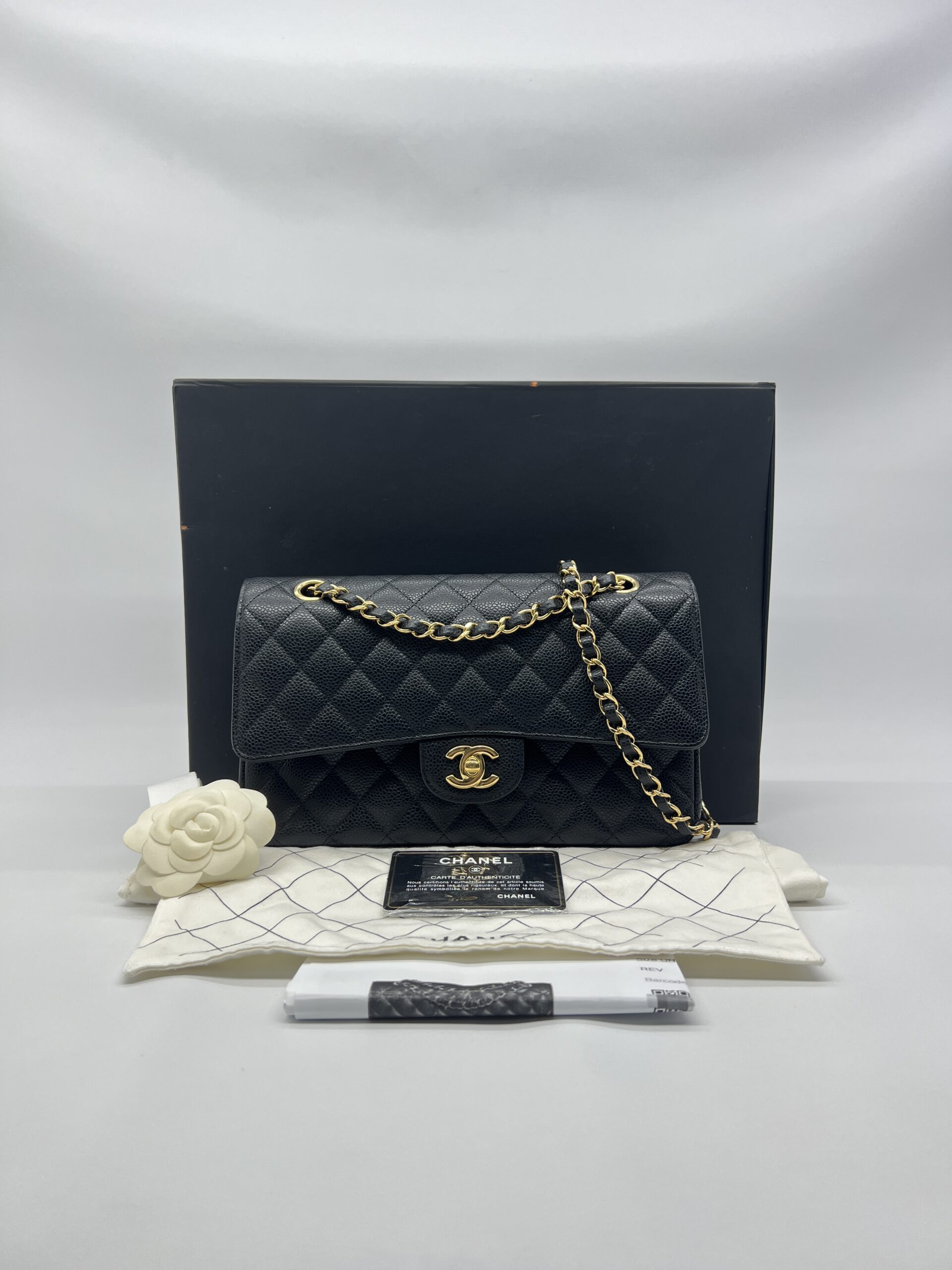 Chanel Medium Classic D Flap Caviar Black GHW