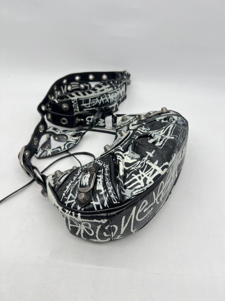 Balenciaga Le Cagole Xs Agneau Black Graffiti White