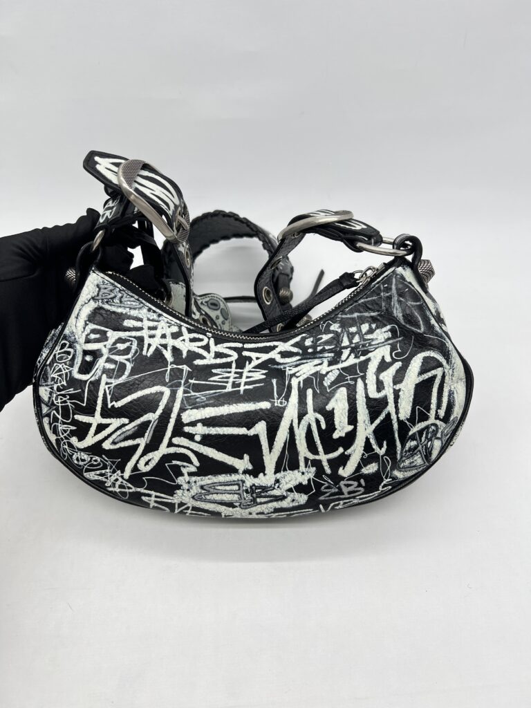 Balenciaga Le Cagole Xs Agneau Black Graffiti White