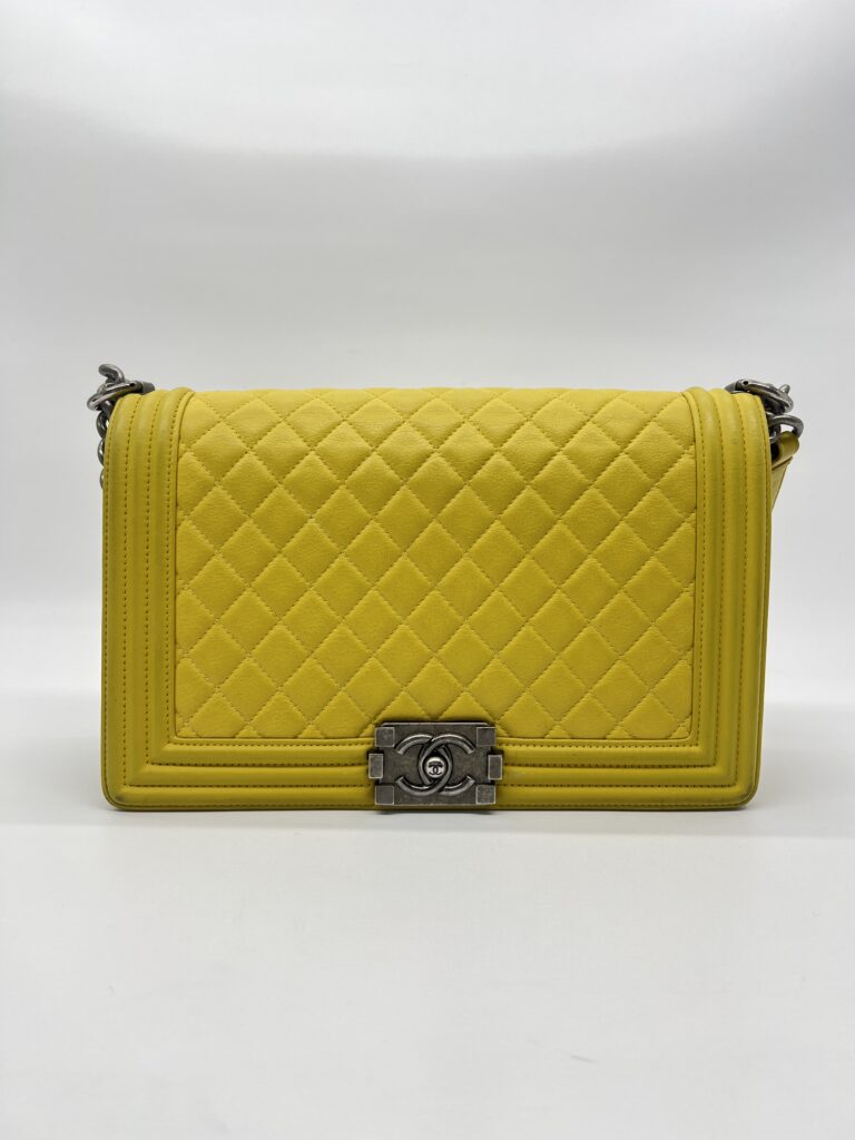 Chanel Boy 28 Lambskin Yellow RHW