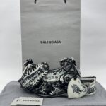 Balenciaga Le Cagole Xs Agneau Black Graffiti White