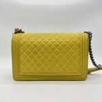 Chanel Boy 28 Lambskin Yellow RHW