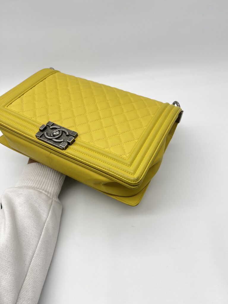 Chanel Boy 28 Lambskin Yellow RHW