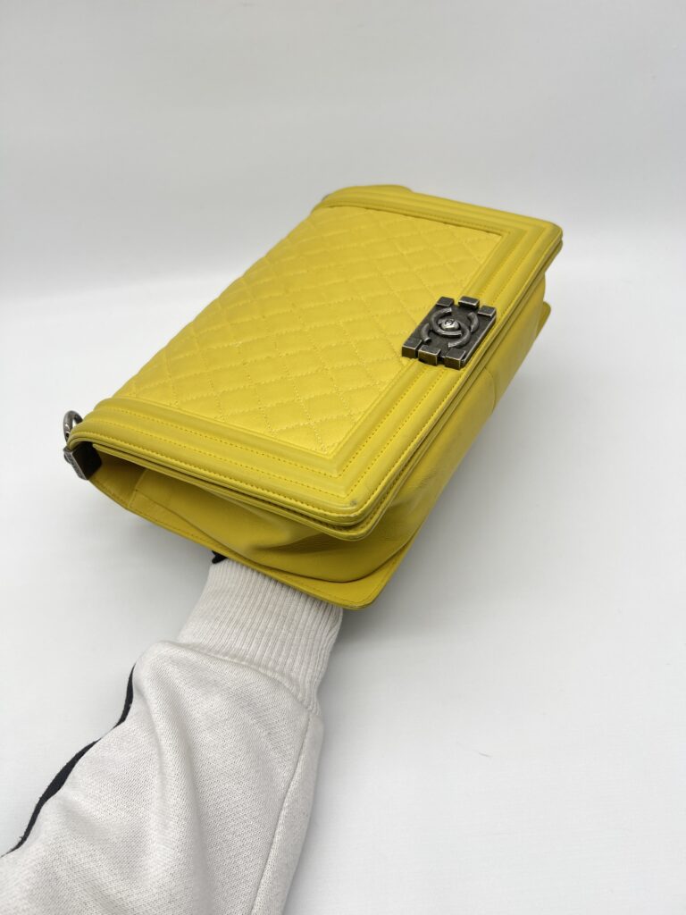 Chanel Boy 28 Lambskin Yellow RHW