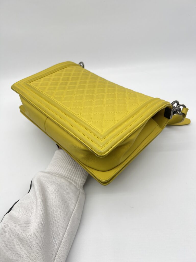 Chanel Boy 28 Lambskin Yellow RHW