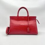Saint Laurent Cabas Rive Gauche  Embossed Croro Red GHW