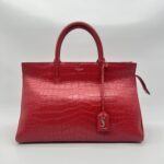 Saint Laurent Cabas Rive Gauche  Embossed Croro Red GHW