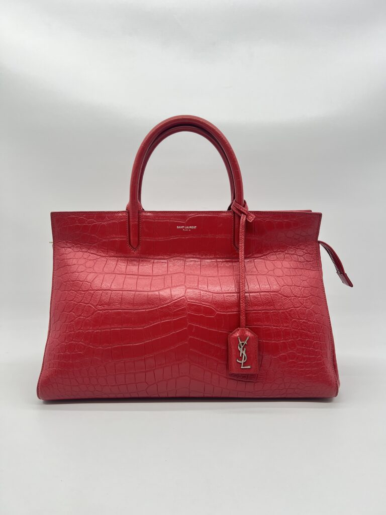 Saint Laurent Cabas Rive Gauche  Embossed Croro Red GHW