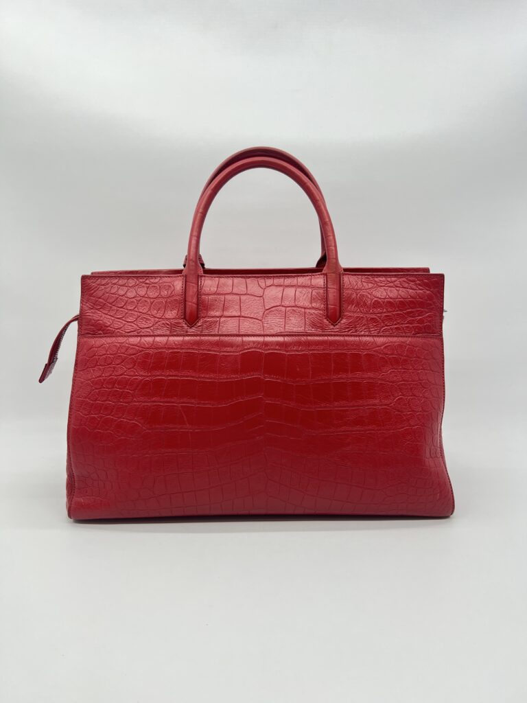 Saint Laurent Cabas Rive Gauche  Embossed Croro Red GHW