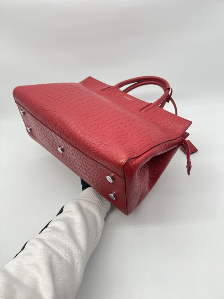 Saint Laurent Cabas Rive Gauche  Embossed Croro Red GHW