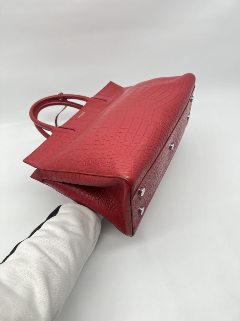 Saint Laurent Cabas Rive Gauche  Embossed Croro Red GHW