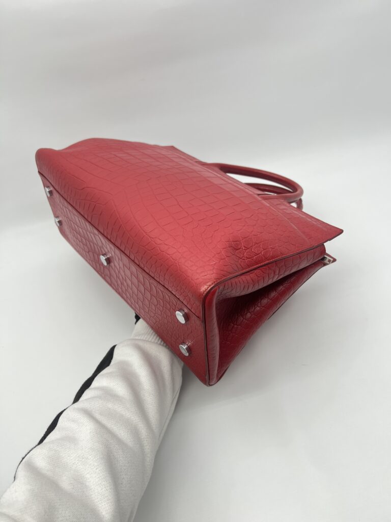 Saint Laurent Cabas Rive Gauche  Embossed Croro Red GHW