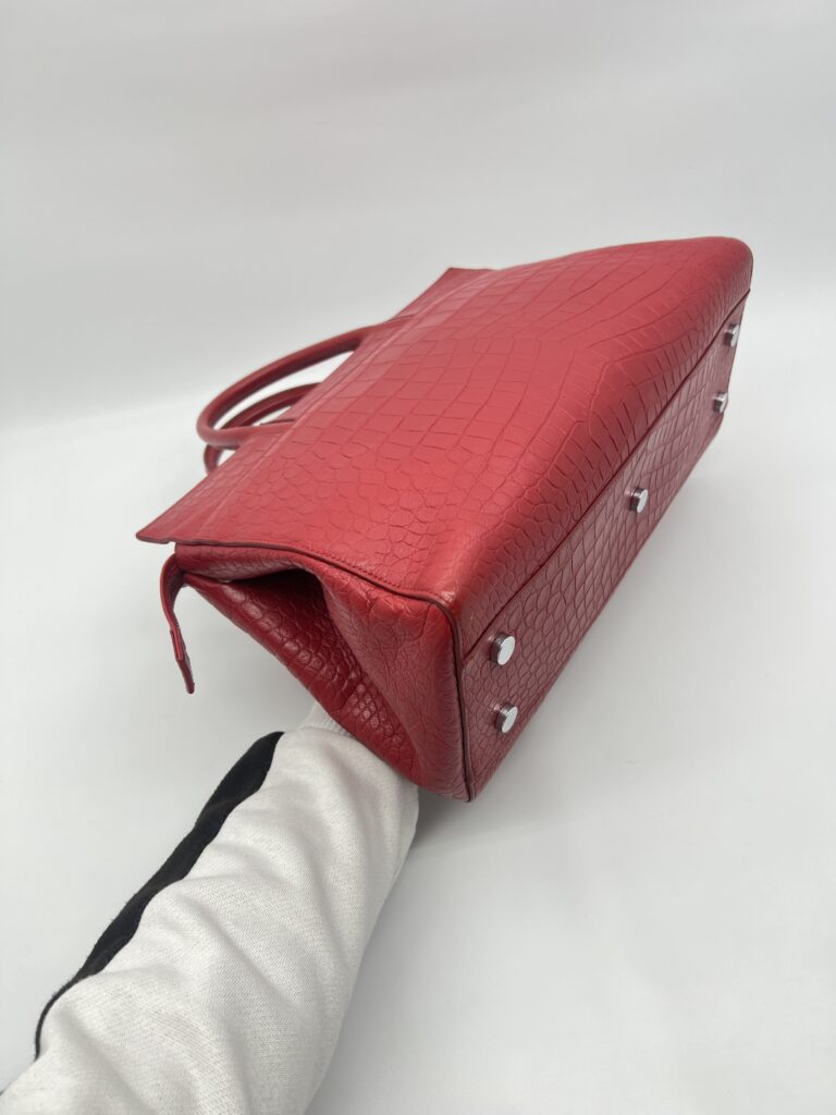 Saint Laurent Cabas Rive Gauche  Embossed Croro Red GHW