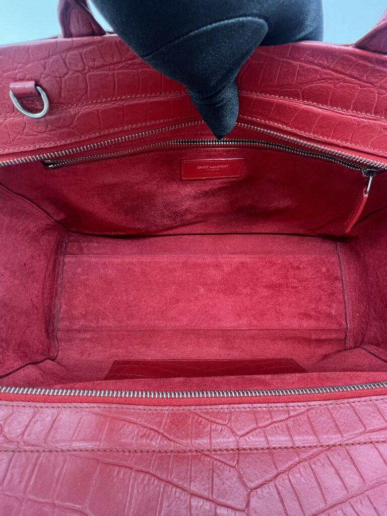 Saint Laurent Cabas Rive Gauche  Embossed Croro Red GHW