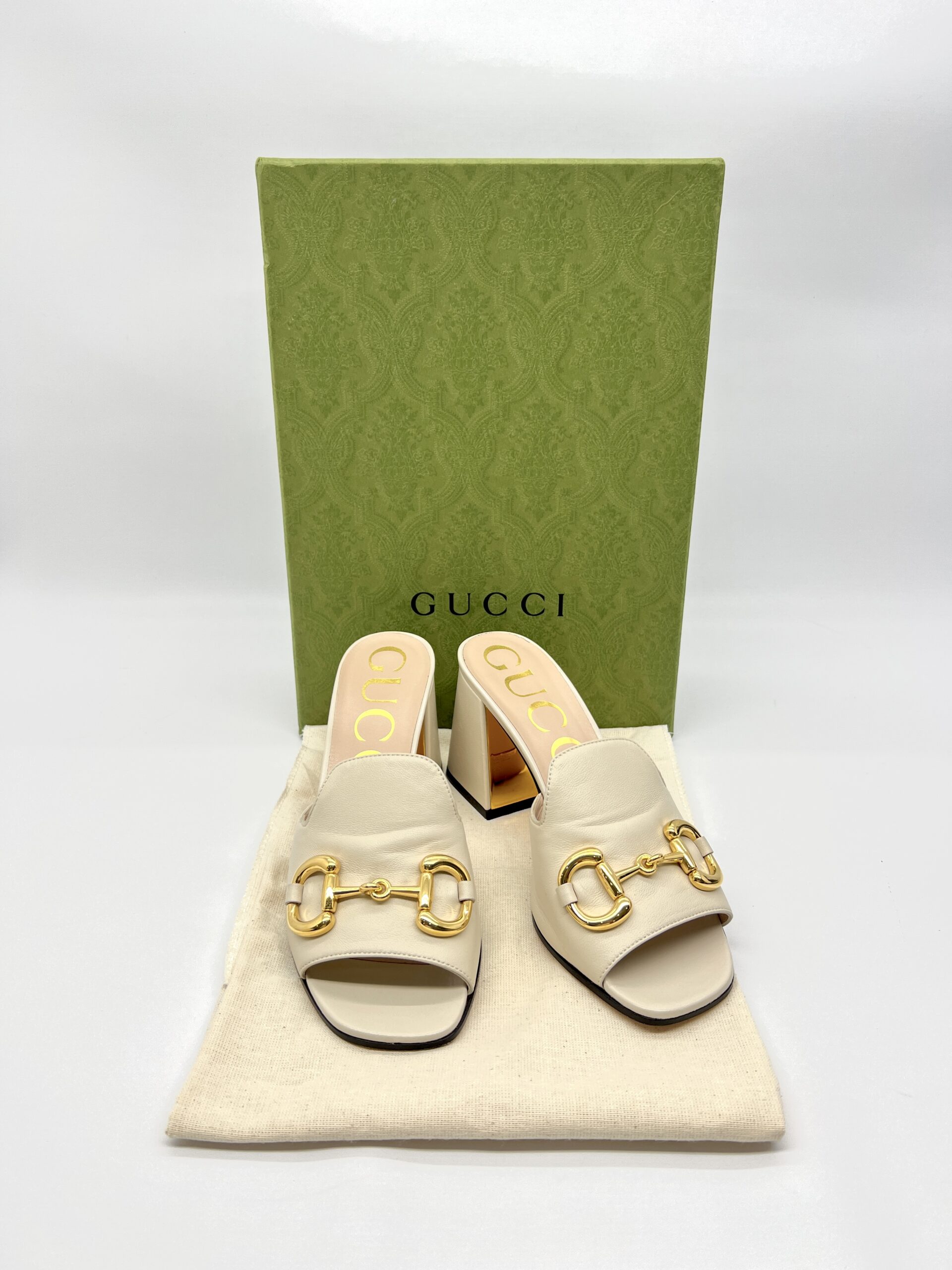 Gucci nappa Horsebit 75 MM Beige GHW