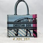 Dior Medium Book Tote Canvas Blue Jungle Pop