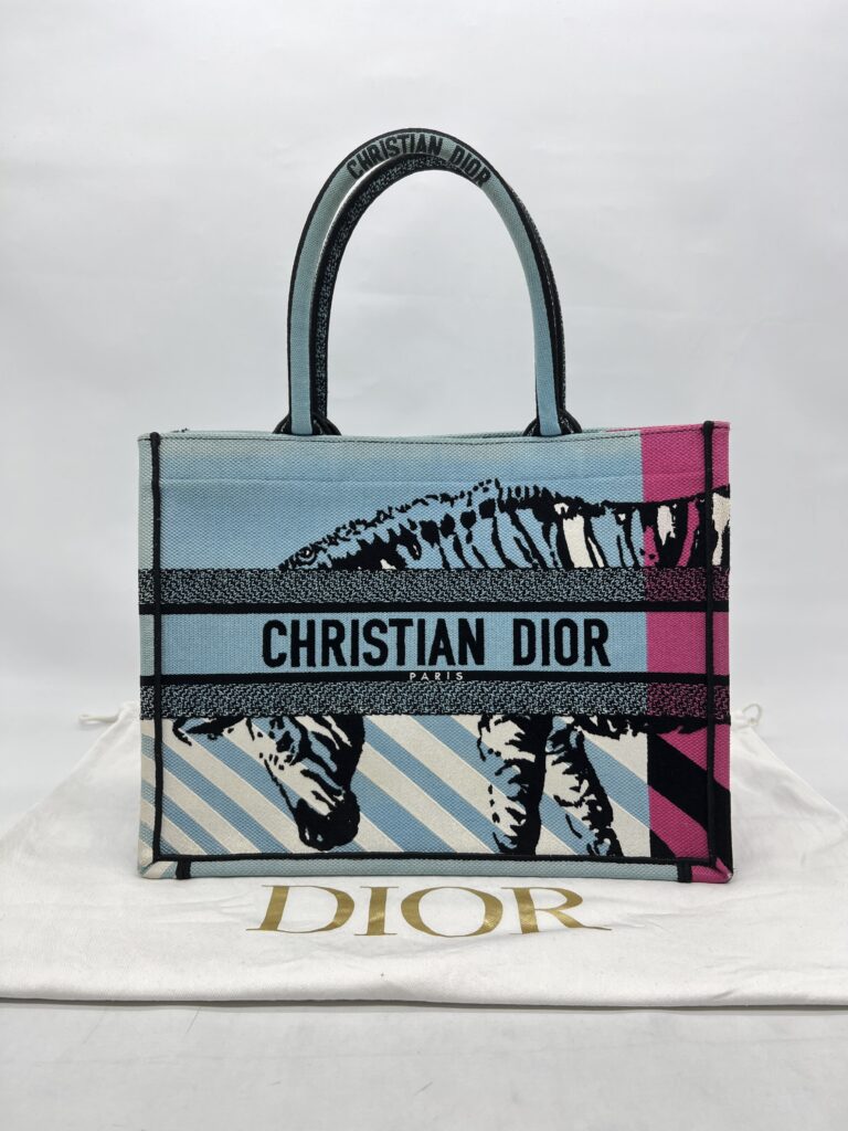 Dior Medium Book Tote Canvas Blue Jungle Pop