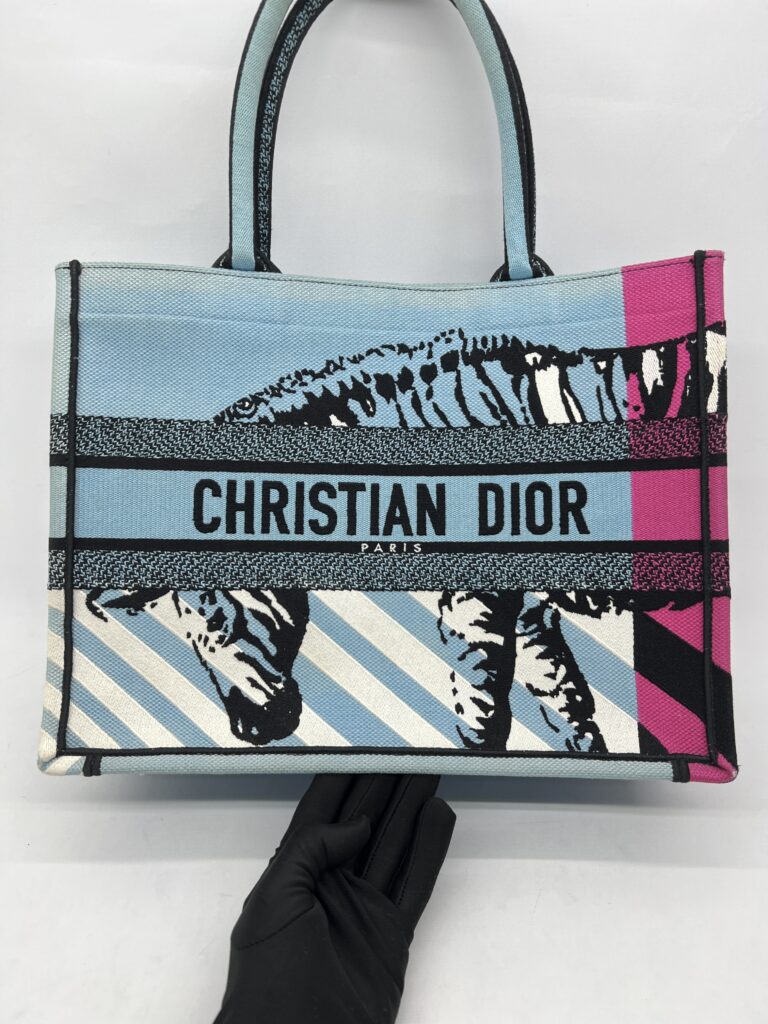 Dior Medium Book Tote Canvas Blue Jungle Pop