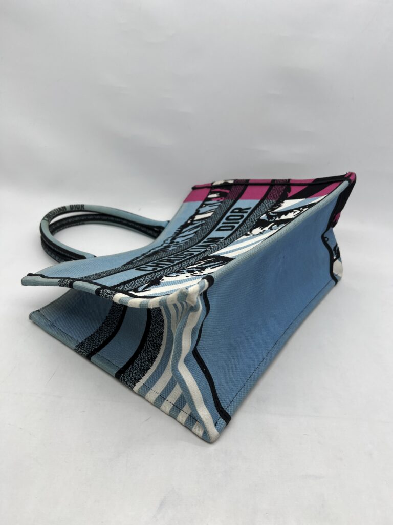 Dior Medium Book Tote Canvas Blue Jungle Pop