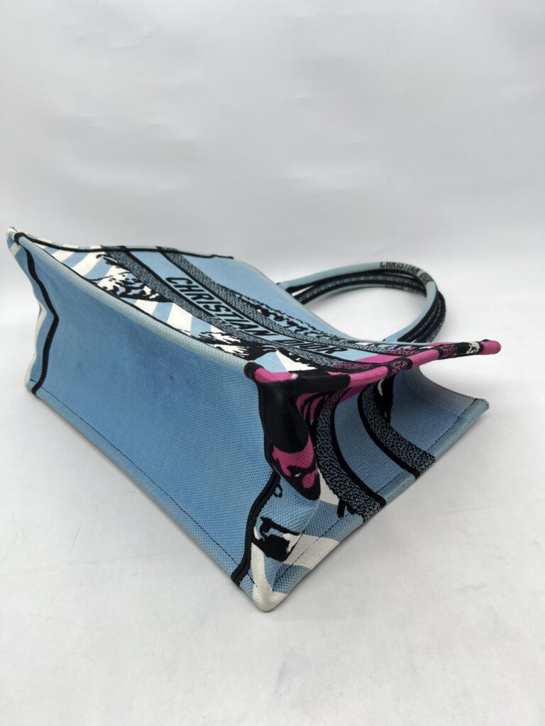 Dior Medium Book Tote Canvas Blue Jungle Pop