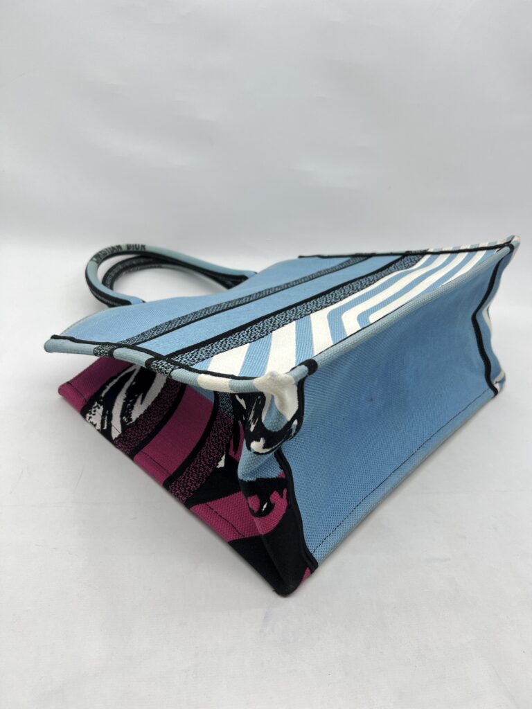 Dior Medium Book Tote Canvas Blue Jungle Pop