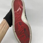Christian Louboutin Pik Boat Slip On Velvet Black Red Glitter