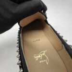 Christian Louboutin Pik Boat Slip On Velvet Black Red Glitter