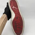 Christian Louboutin Pik Boat Slip On Velvet Black Red Glitter