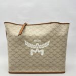 MCM Himmel Tote Shopper Lauretos Beige Outmeal GHW
