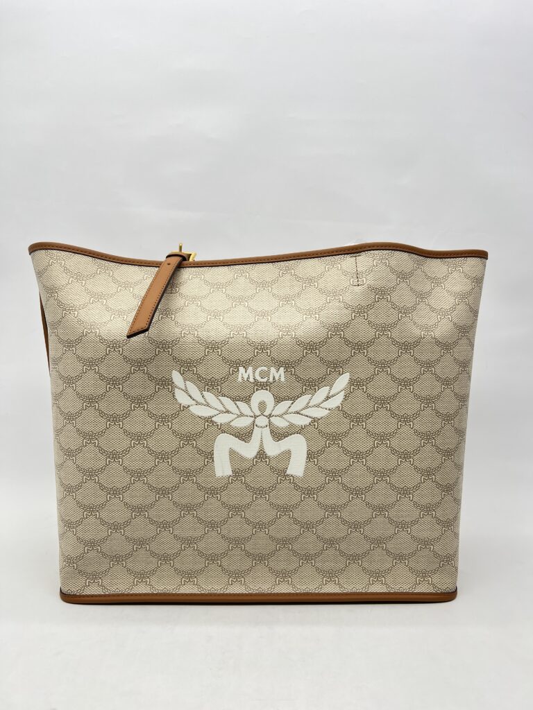 MCM Himmel Tote Shopper Lauretos Beige Outmeal GHW