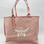 MCM Himmel Tote Shopper Lauretos Silver Pink GHW