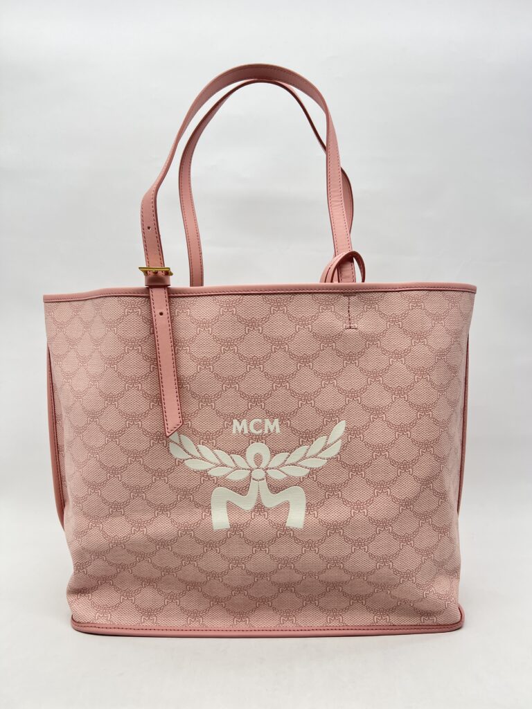 MCM Himmel Tote Shopper Lauretos Silver Pink GHW