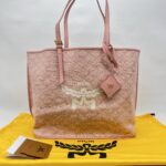 MCM Himmel Tote Shopper Lauretos Silver Pink GHW