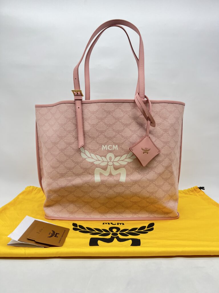 MCM Himmel Tote Shopper Lauretos Silver Pink GHW
