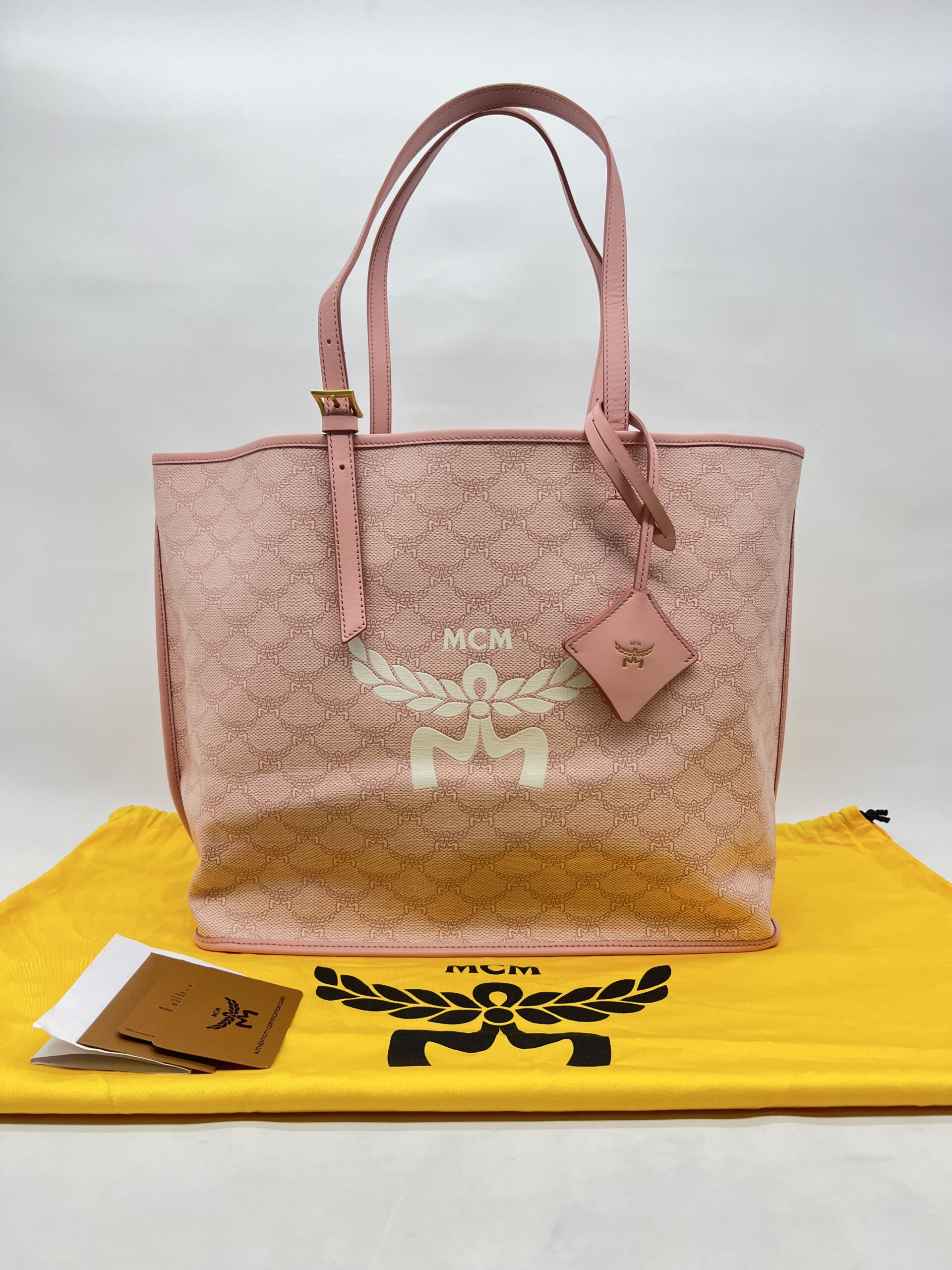 MCM Himmel Tote Shopper Lauretos Silver Pink GHW