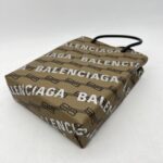 Balenciaga Mini Shopping Tote Brown All Over Logo Silver GHW