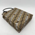 Balenciaga Mini Shopping Tote Brown All Over Logo Silver GHW