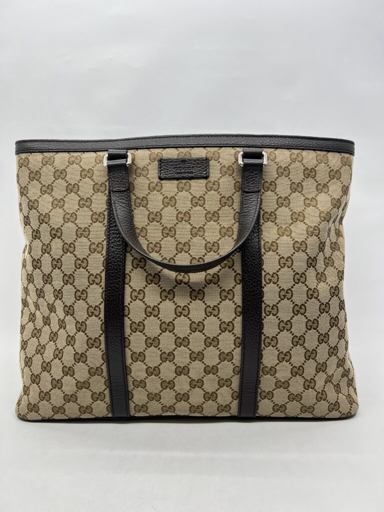 Gucci Large Tote Bag GG Canvas Dark Brown SHW