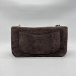 Chanel Flap Maxi Suede Dark Brown GHW