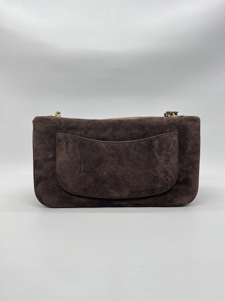 Chanel Flap Maxi Suede Dark Brown GHW